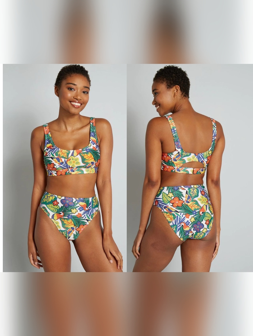 ModCloth Floral Jungle Bikini Swimsuit